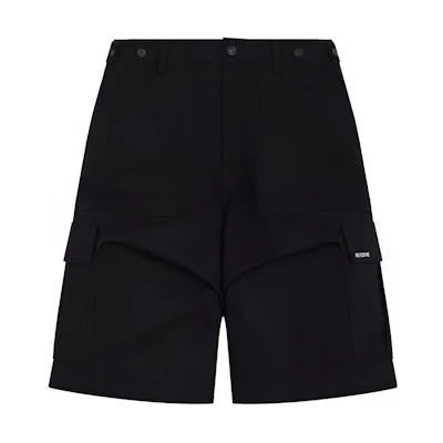 (Women) WE11DONE SS24 Black Mid-Rise Plain Zipper Casual Shorts. WD-PT1-24-213-W-BK