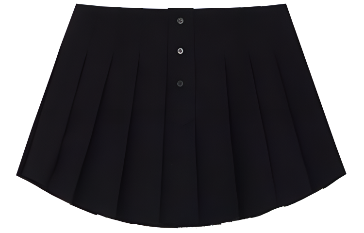 Order (Women) WE11DONE SS24  Black Pleated Mini Skirt - Casual Solid Color. WD-SK1-24-243-W-BK