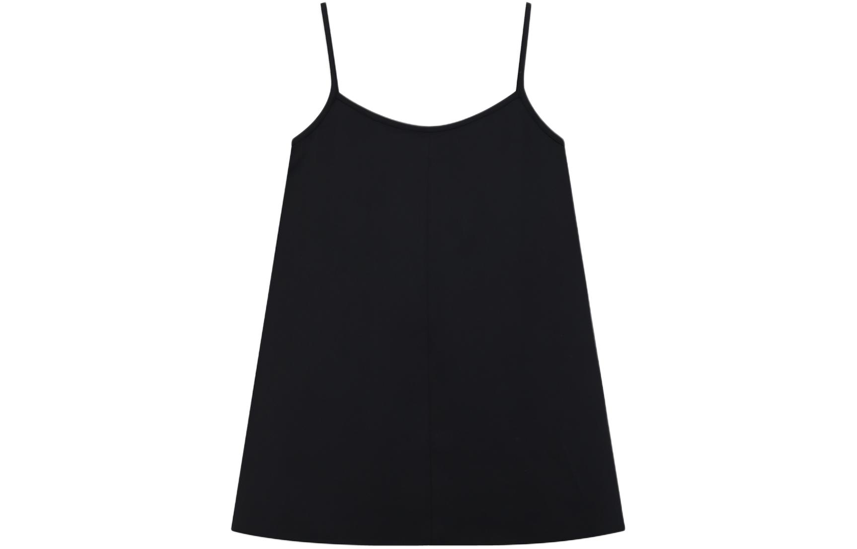 Lookbook (Women) WE11DONE SS24  Black Satin V-Neck Slip Dress with Zippered Pocket. WD-OP0-24-149-W-BK