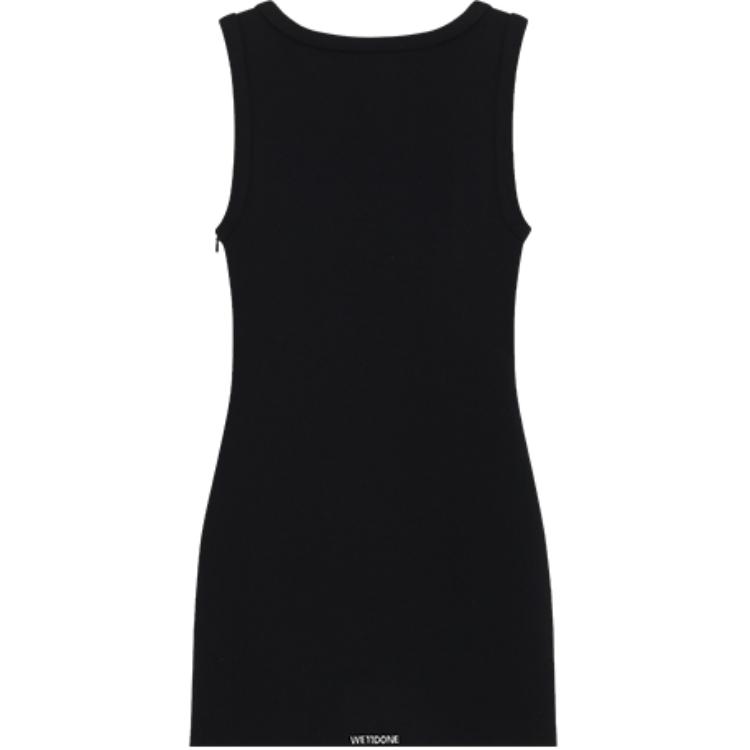 Lookbook (Women) WE11DONE SS24  Black Sleeveless U-Neck Dress with Rhinestone Details WD-TO1-24-898-W-BK