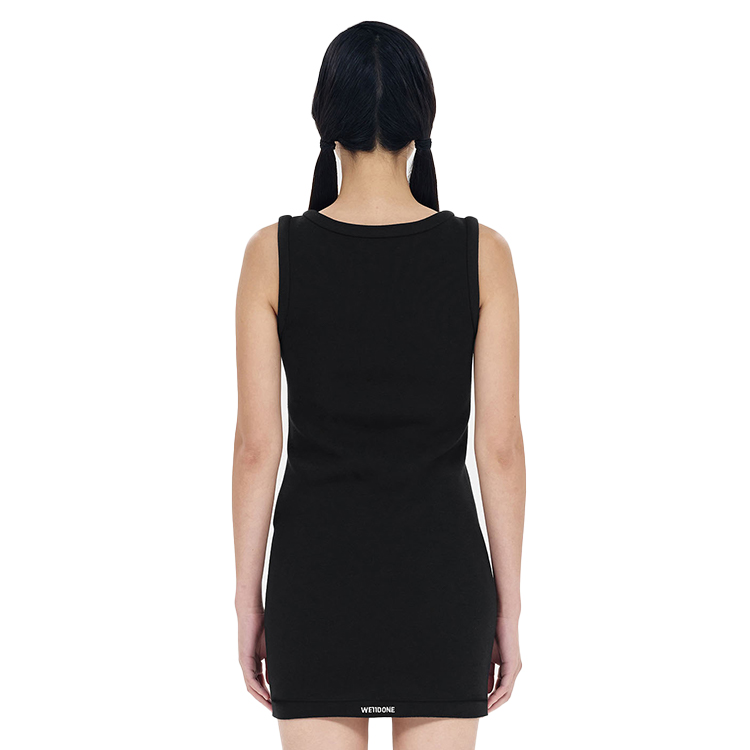 Purchase (Women) WE11DONE SS24  Black Sleeveless U-Neck Dress with Rhinestone Details WD-TO1-24-898-W-BK