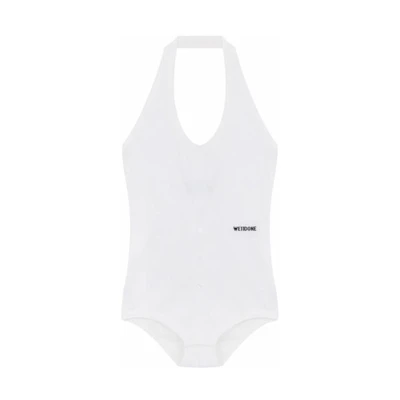 (Women) WE11DONE SS24 Embroidered Logo Halterneck Sleeveless Jumpsuit White WD-KB1-24-612-W-WH