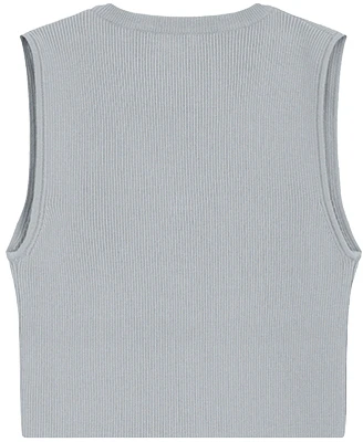 (W) WE11DONE SS24 Rompi Knit Abu-Abu Ribbed Kancing Koleksi Musim Gugur. WD-KV1-24-645-W-GY Lookbook (W) WE11DONE SS24 Rompi Knit Abu-Abu Ribbed Kancing Koleksi Musim Gugur. WD-KV1-24-645-W-GY
