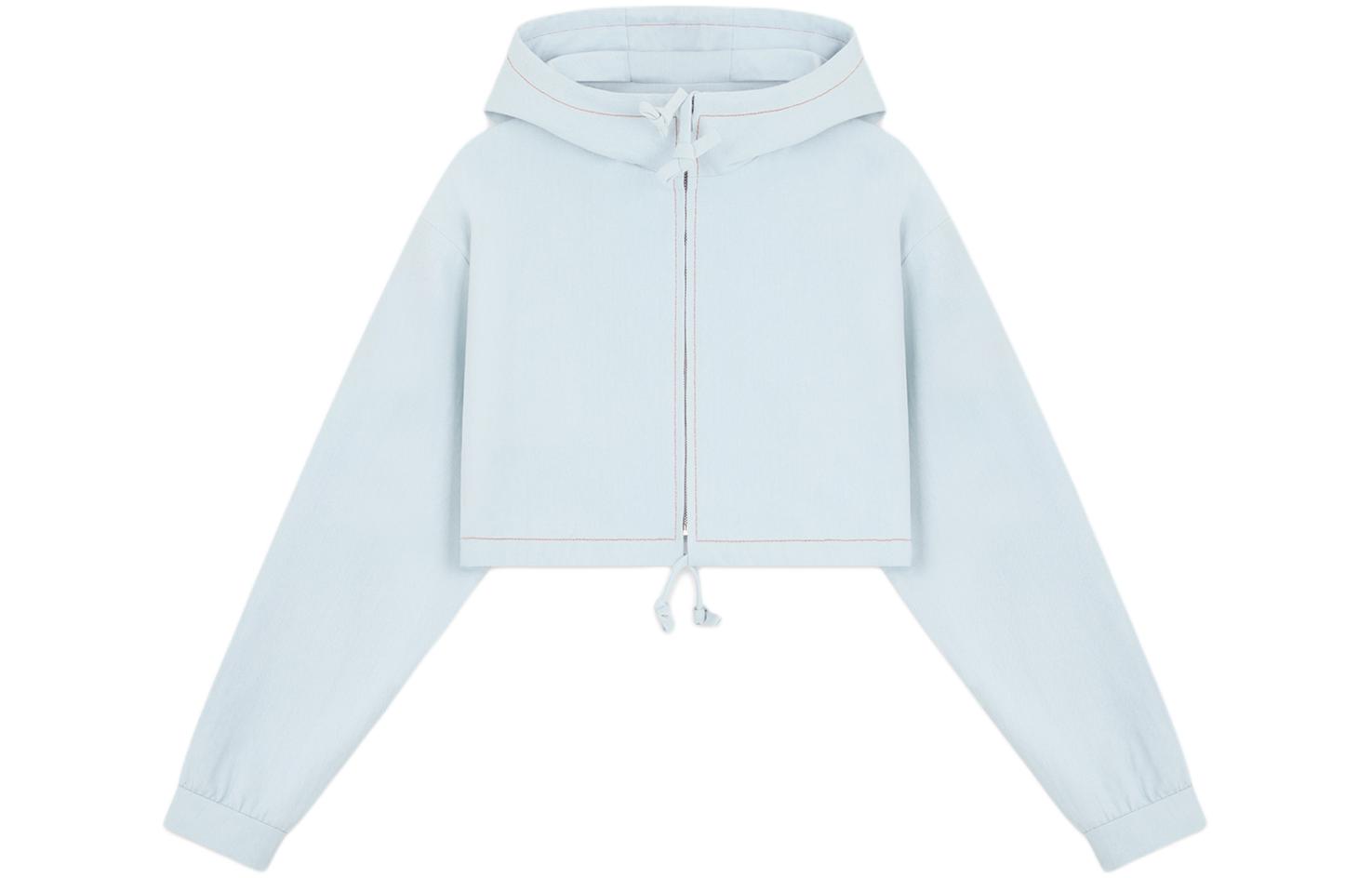 (Women) WE11DONE SS24  Light Blue Denim Drawstring Cropped Hoodie Jacket. WD-JP0-24-093-W-IC 圖 2