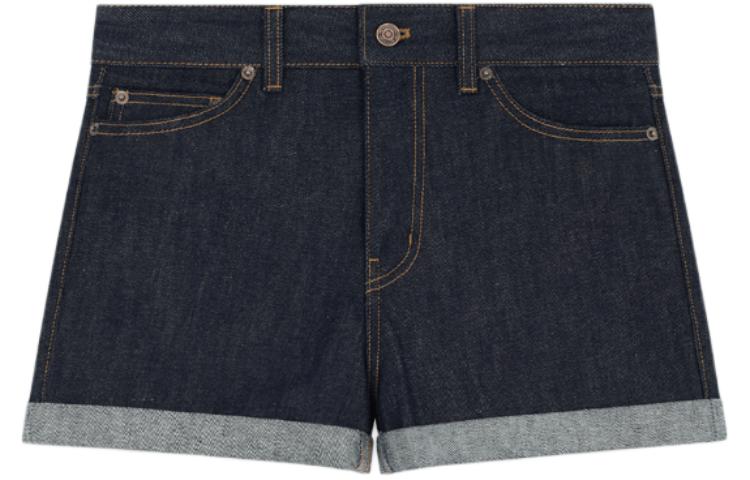 (Women) WE11DONE SS24  Low-Rise Denim Shorts Navy Blue Contrast Stitch Shorts WD-DP0-24-385-W-NV
