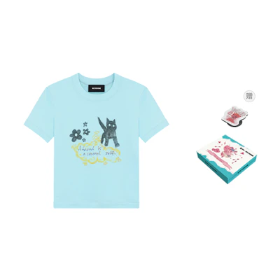 (Women) WE11DONE SS24 Oversized Y2K Graffiti Print Tee Sky Blue WD-TT1-24-752-W-SK