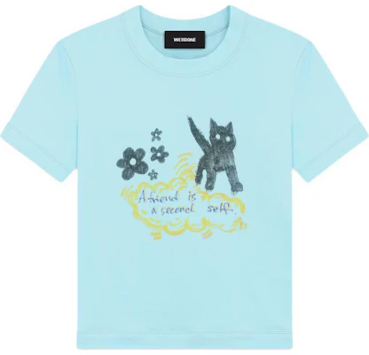 (W) WE11DONE SS24 寬鬆Y2K塗鴉印花T恤 天藍色 WD-TT1-24-752-W-SK Order (W) WE11DONE SS24 寬鬆Y2K塗鴉印花T恤 天藍色 WD-TT1-24-752-W-SK