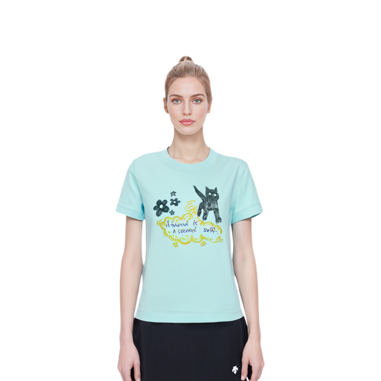 Shop (W) WE11DONE SS24 寬鬆Y2K塗鴉印花T恤 天藍色 WD-TT1-24-752-W-SK