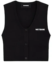 (Women) WE11DONE SS24 Ribbed Cropped Button Knit Vest Black WD-KV1-24-645-W-BK (Women) WE11DONE SS24 Ribbed Cropped Button Knit Vest Black WD-KV1-24-645-W-BK