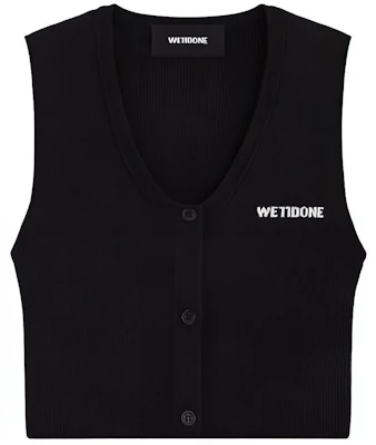 (W) WE11DONE SS24 Rompi Knit Kancing Pendek Hitam. WD-KV1-24-645-W-BK Buy (W) WE11DONE SS24 Rompi Knit Kancing Pendek Hitam. WD-KV1-24-645-W-BK