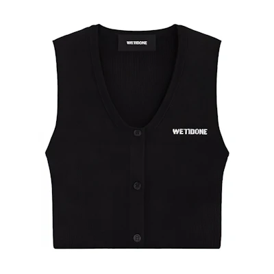 (Women) WE11DONE SS24 Ribbed Cropped Button Knit Vest Black WD-KV1-24-645-W-BK