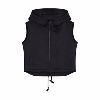 (Women) WE11DONE SS24 Satin Zip-Up Sleeveless Hoodie Vest - Black WD-VT0-24-101-W-BK