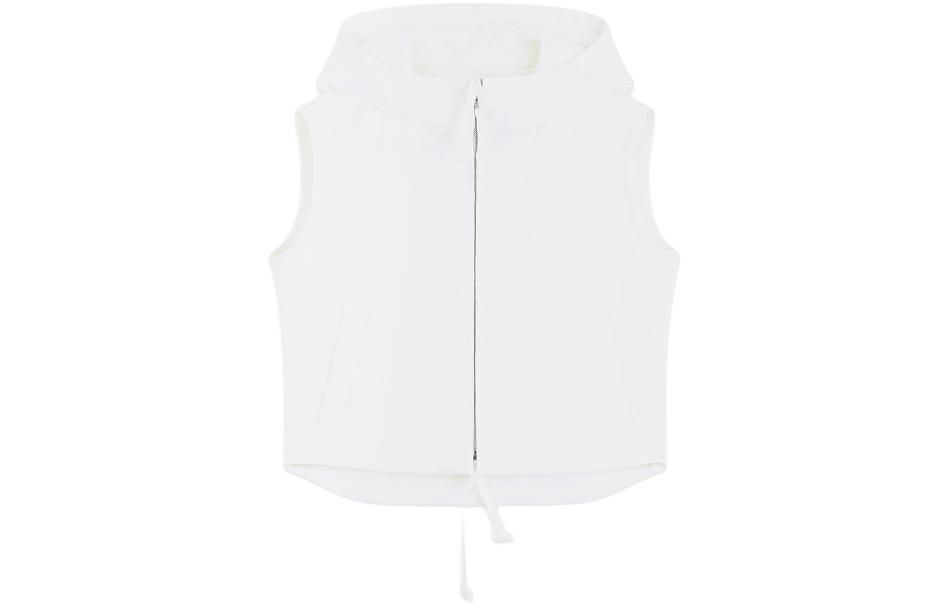 (Women) WE11DONE SS24  Satin Zip Sleeveless Hoodie Vest White WD-VT0-24-101-W-WH
