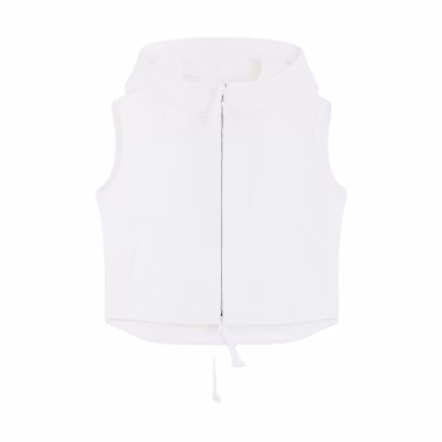 (Women) WE11DONE SS24 Satin Zip Sleeveless Hoodie Vest White WD-VT0-24-101-W-WH