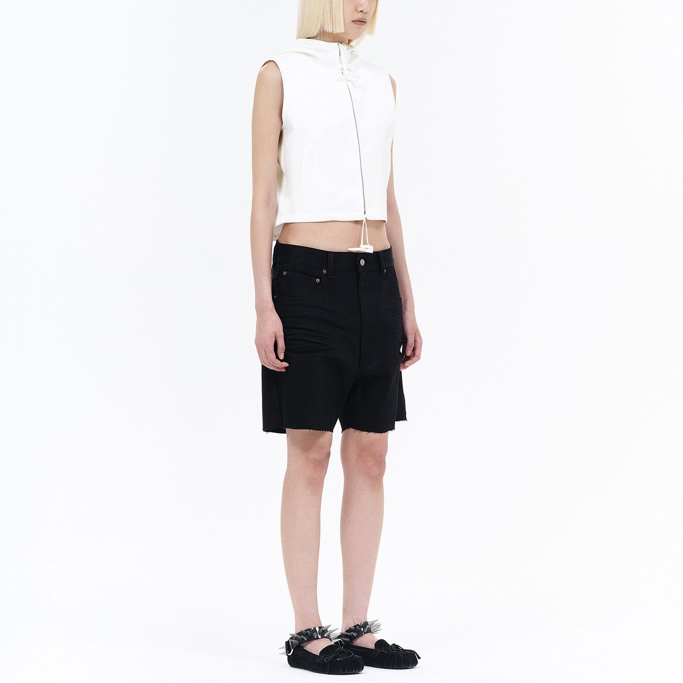 (Women) WE11DONE SS24  Satin Zip Sleeveless Hoodie Vest White WD-VT0-24-101-W-WH 圖 6