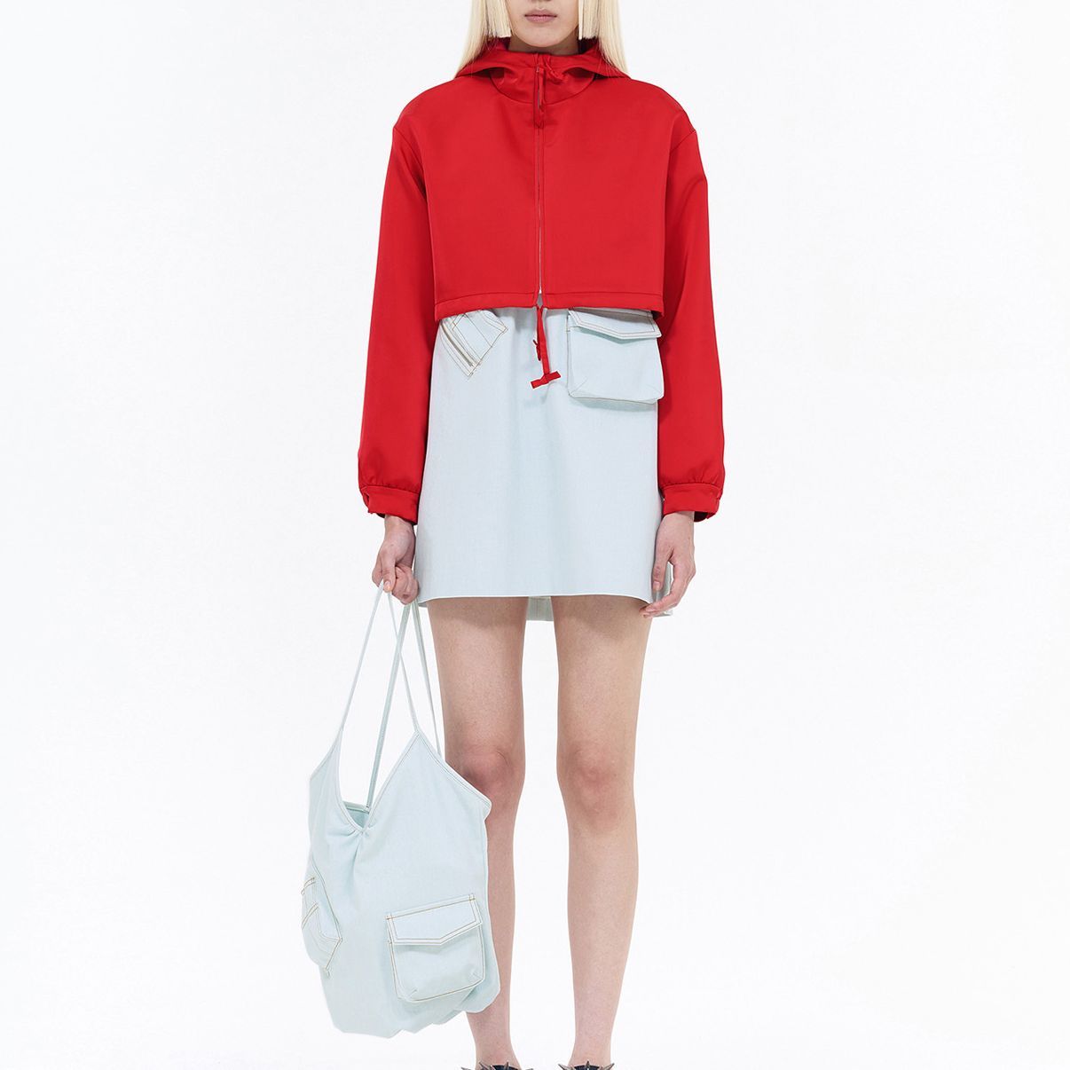 Shop (W) WE11DONE SS24 V領無袖牛仔洋裝 淺藍色 WD-OP0-24-151-W-IC