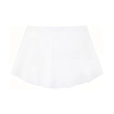 (Women) WE11DONE SS24 White Pleated Mini Skirt Casual Ultra-Short Style. WD-SK1-24-243-W-WH