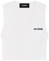 (Women) WE11DONE SS24 White Ribbed Cropped Button Knit Vest WD-KV1-24-645-W-WH (Women) WE11DONE SS24 White Ribbed Cropped Button Knit Vest WD-KV1-24-645-W-WH