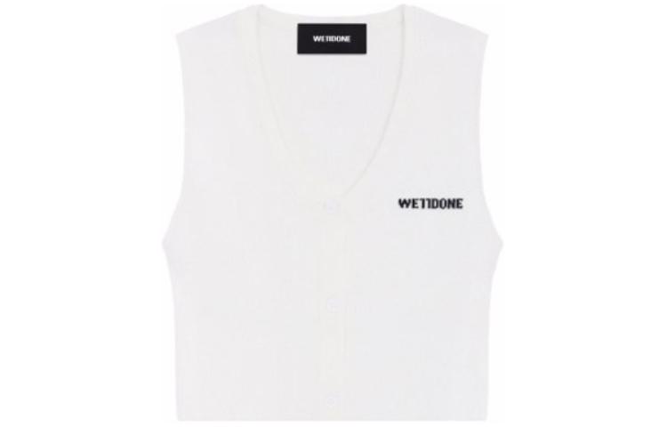 (Women) WE11DONE SS24  White Ribbed Cropped Button Knit Vest WD-KV1-24-645-W-WH 圖 2