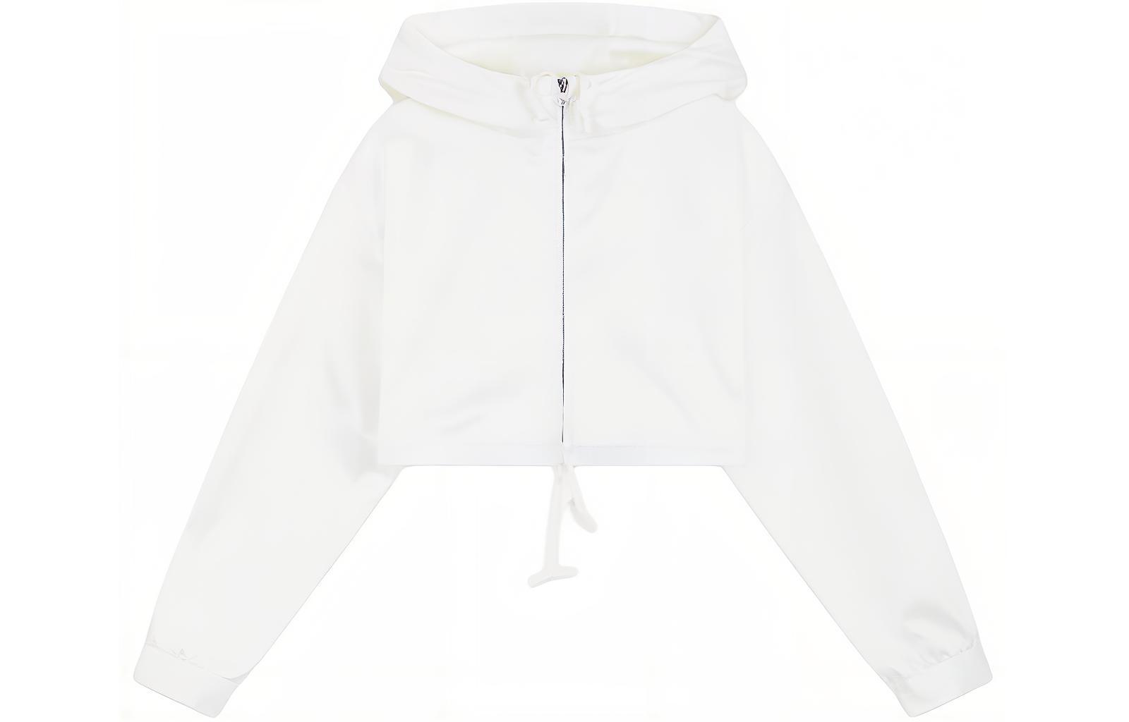 (Women) WE11DONE SS24  White Satin Drawstring Cropped Hooded Jacket. WD-JP0-24-091-W-WH