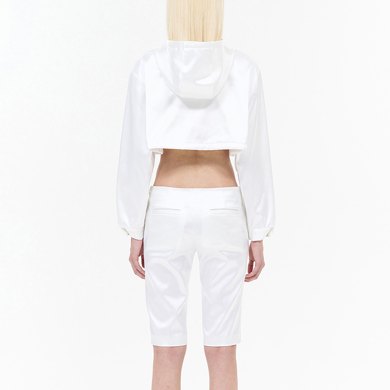 (Women) WE11DONE SS24  White Satin Drawstring Cropped Hooded Jacket. WD-JP0-24-091-W-WH 圖 5