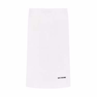 (Women) WE11DONE SS24 Color-Block Letter Print Mid-Waist Casual White Maxi Skirt Women WD-KS1-24-602-W-WH