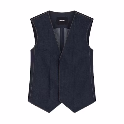 (Women) WE11DONE SS24 Contrast Stitch Denim Sleeveless Vest Navy Blue (). WD-VT0-24-111-W-NV