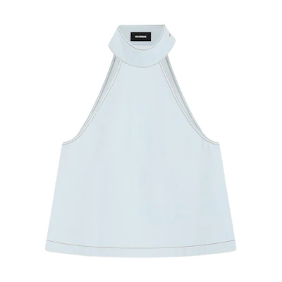 (Women) WE11DONE SS24 Contrast Stitch Halter Denim Vest Women Light Blue WD-DB0-24-299-W-IC
