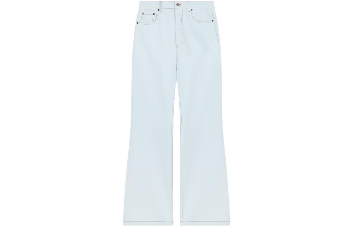 (Women) WE11DONE SS24 Contrast Stitch Low-Rise Straight-Leg Jeans Women Light Blue WD-DP0-24-336-W-IC