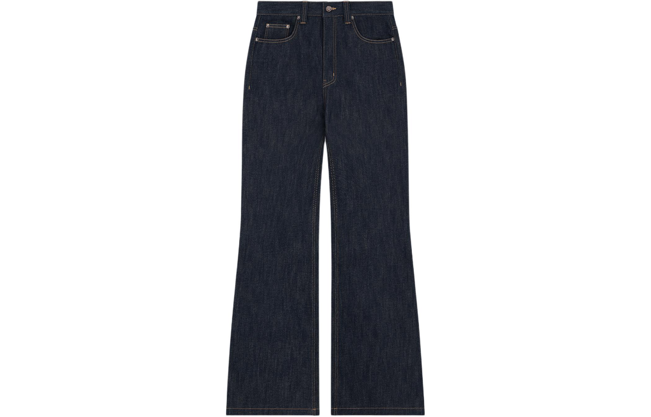 (Women) WE11DONE SS24 Contrast Stitch Low-Rise Straight-Leg Jeans Navy Blue WD-DP0-24-336-W-NV