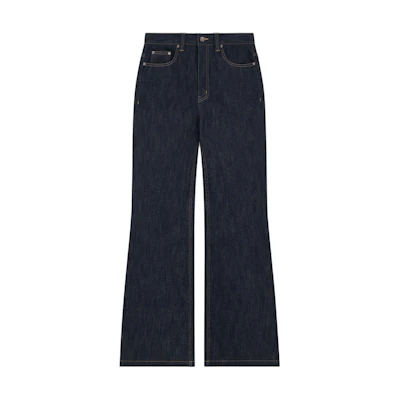 (Women) WE11DONE SS24 Contrast Stitch Low-Rise Straight-Leg Jeans Navy Blue WD-DP0-24-336-W-NV
