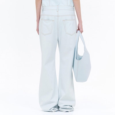 (W) WE11DONE SS24 對比縫線低腰直筒牛仔褲 女 淺藍色 WD-DP0-24-336-W-IC Purchase (W) WE11DONE SS24 對比縫線低腰直筒牛仔褲 女 淺藍色 WD-DP0-24-336-W-IC