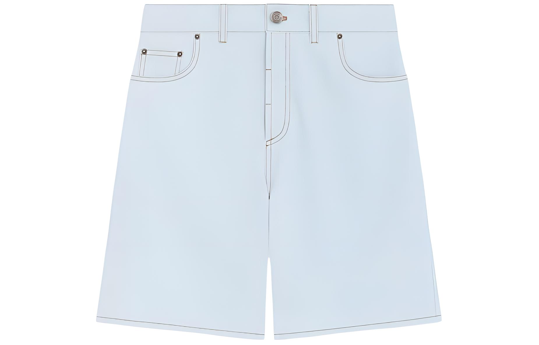 (Women) WE11DONE SS24 Contrast Stitch Mid-Rise Denim Shorts Women Light Blue WD-DP0-24-377-W-IC