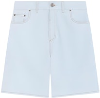 (Women) WE11DONE SS24 Contrast Stitch Mid-Rise Denim Shorts Women Light Blue WD-DP0-24-377-W-IC (Women) WE11DONE SS24 Contrast Stitch Mid-Rise Denim Shorts Women Light Blue WD-DP0-24-377-W-IC