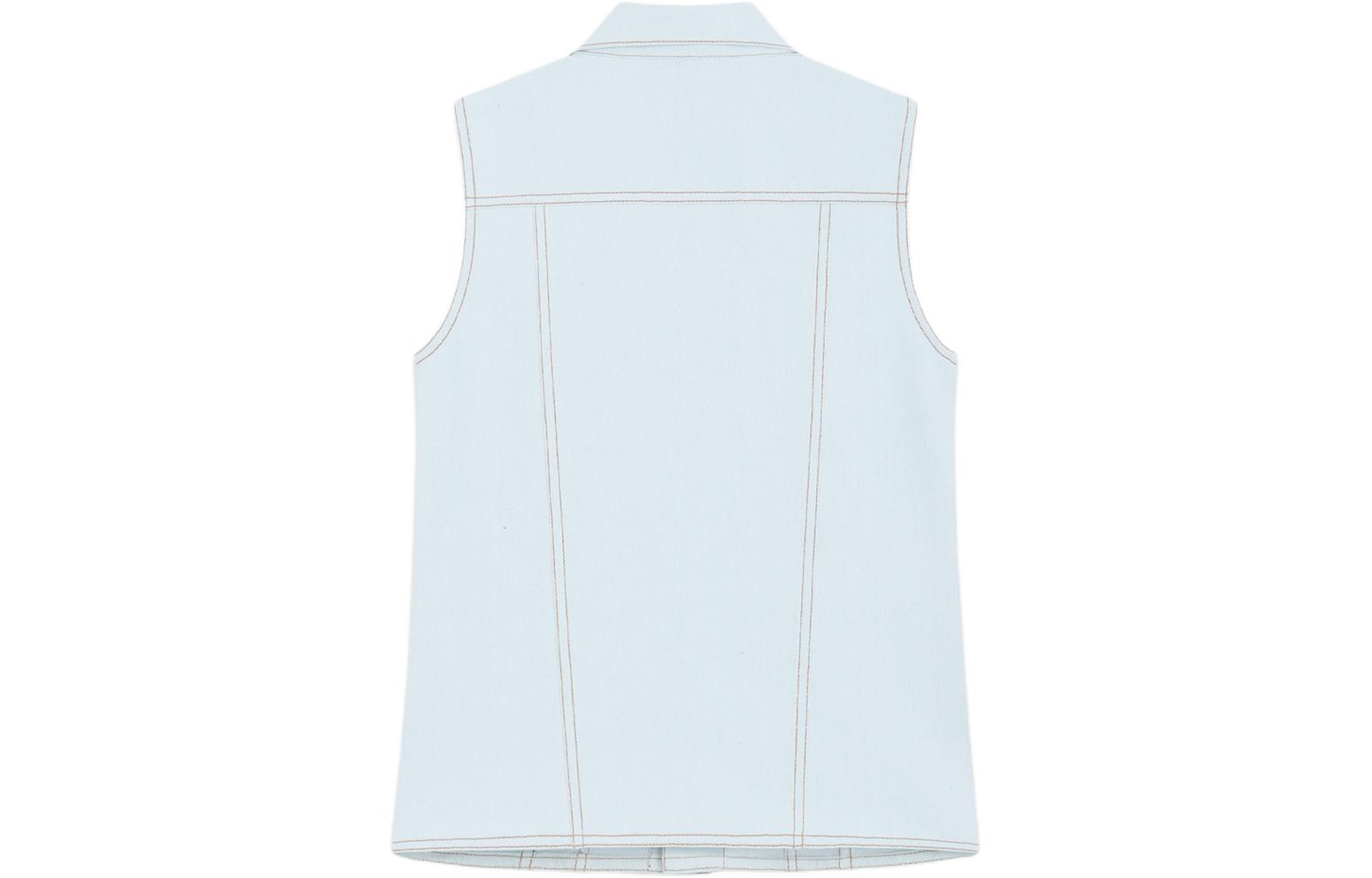 (Women) WE11DONE SS24 Contrast Stitch Washed Denim Vest  Light Blue WD-DV0-24-397-W-IC 圖 3