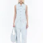Shop (W) WE11DONE SS24 Rompi Denim Jahitan Kontras Warna Biru Muda WD-DV0-24-397-W-IC
