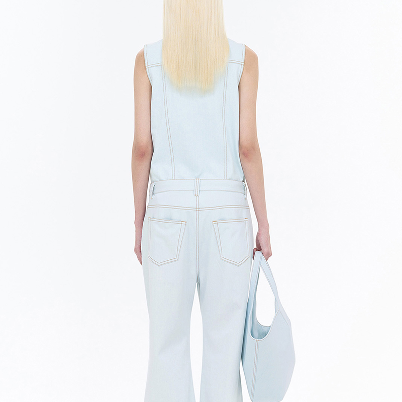 (Women) WE11DONE SS24 Contrast Stitch Washed Denim Vest  Light Blue WD-DV0-24-397-W-IC 圖 5