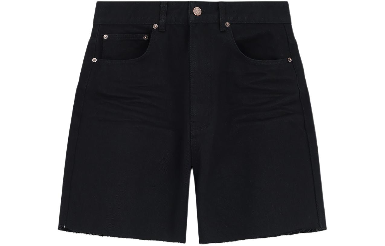 (Women) WE11DONE SS24 Distressed High-Waisted Denim Shorts Women - Black. WD-DP0-24-351-W-BK