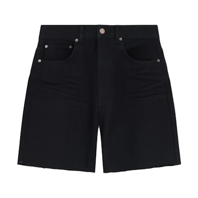 (Women) WE11DONE SS24 Distressed High-Waisted Denim Shorts Women - Black. WD-DP0-24-351-W-BK