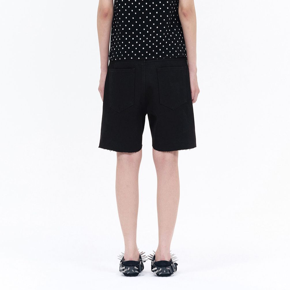 Purchase (W) WE11DONE SS24 仿舊高腰牛仔短褲 女款 - 黑色 WD-DP0-24-351-W-BK