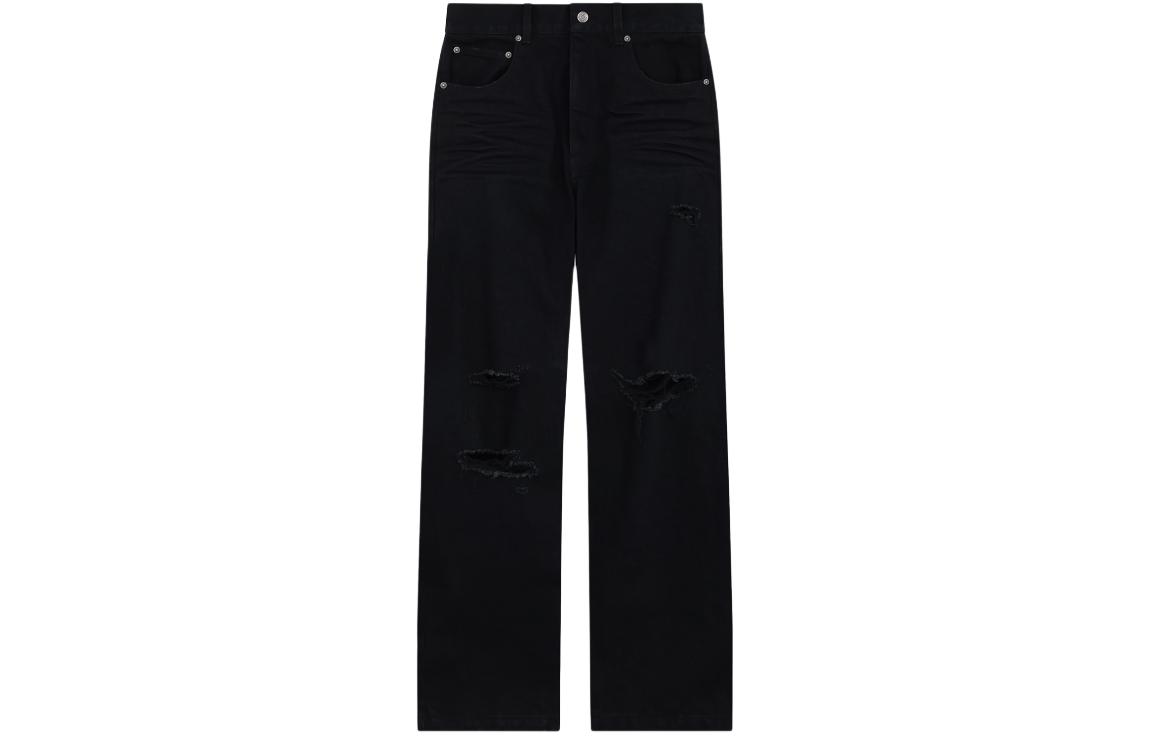 (Women) WE11DONE SS24 Distressed Low-Waist Long Jeans Women Black WD-DP0-24-330-W-BK