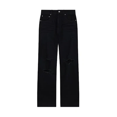(Women) WE11DONE SS24 Distressed Low-Waist Long Jeans Women Black WD-DP0-24-330-W-BK