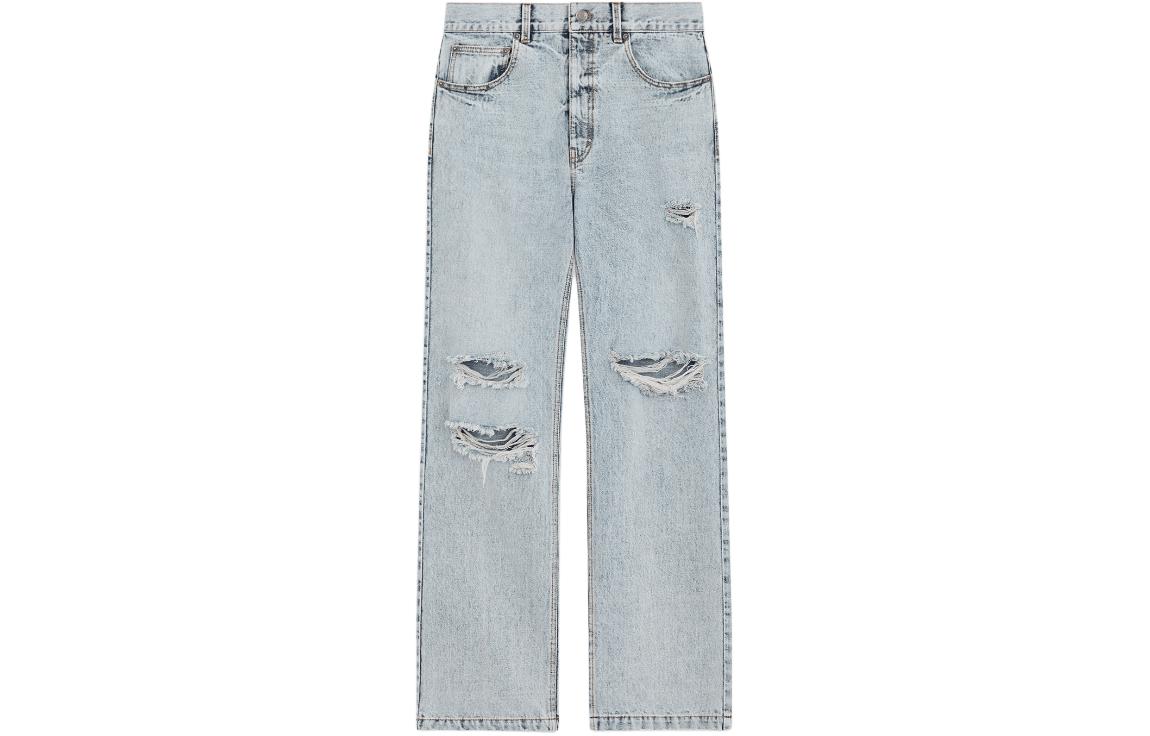 (Women) WE11DONE SS24 Distressed Low-Waist Long Jeans Women’s Light Blue WD-DP0-24-330-W-IC