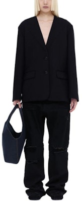 (W) WE11DONE SS24 女士低腰破壞長牛仔褲 黑色 WD-DP0-24-330-W-BK Shop (W) WE11DONE SS24 女士低腰破壞長牛仔褲 黑色 WD-DP0-24-330-W-BK