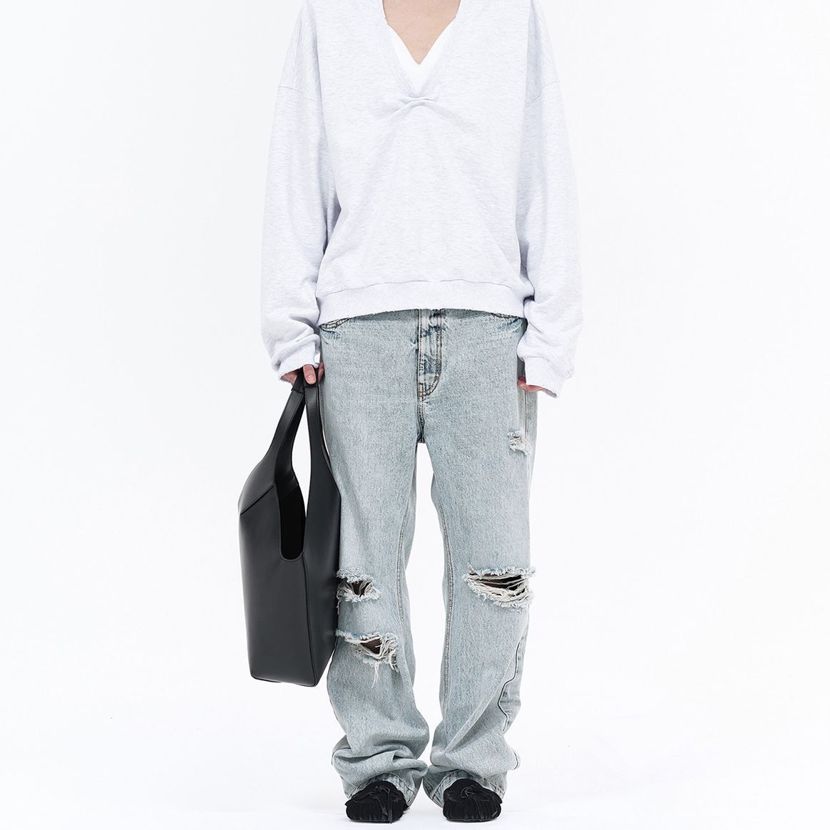 Shop (W) WE11DONE SS24 仿舊低腰長牛仔褲 女 淺藍色 WD-DP0-24-330-W-IC