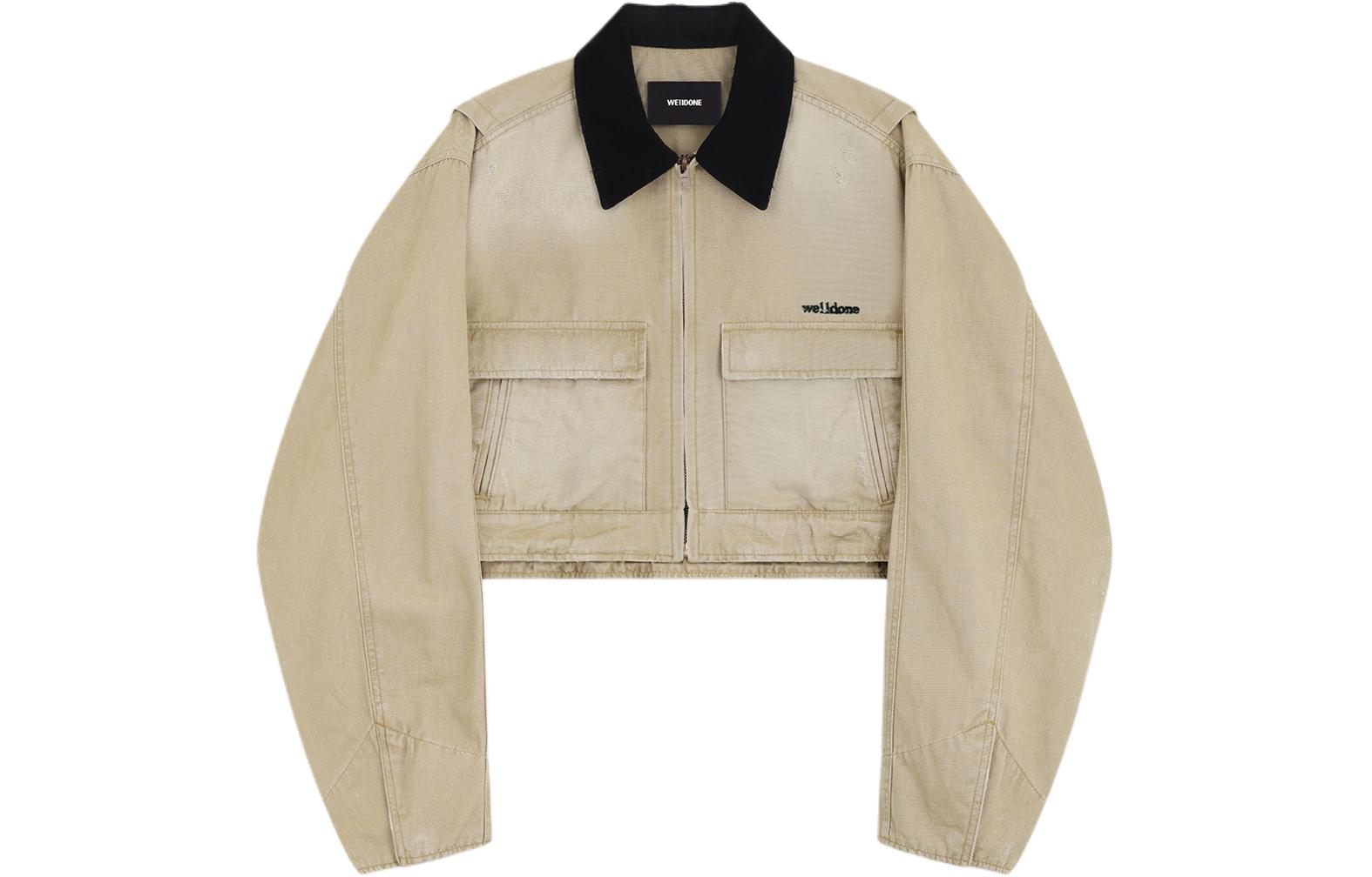 (Women) WE11DONE SS24 Logo Washed Contrast Pocket Denim Jacket  Beige. WD-DJ0-24-309-W-BG 圖 2