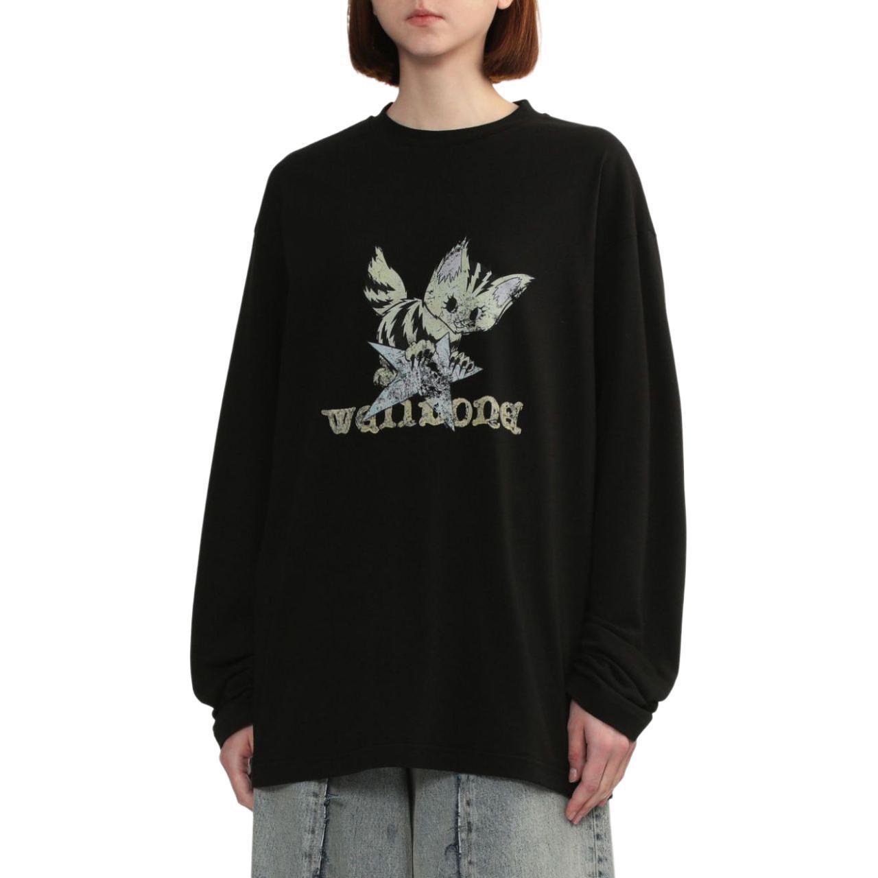 (Women) WE11DONE SS24 Monster Cat Logo Oversized Long Sleeve Drop Shoulder Tee Black WD-TT2-24-905-U-BK 圖 4