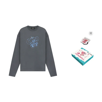 (Women) WE11DONE SS24 Monster Print Oversized Long Sleeve Tee Women Charcoal Grey WD-TT2-24-757-U-CH