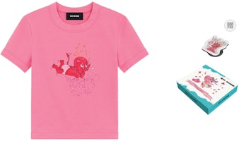 (Women) WE11DONE SS24 Pink Graffiti Print Round Neck Short Sleeve T-Shirt Style WD-TT1-24-752-W-PK (Women) WE11DONE SS24 Pink Graffiti Print Round Neck Short Sleeve T-Shirt Style WD-TT1-24-752-W-PK