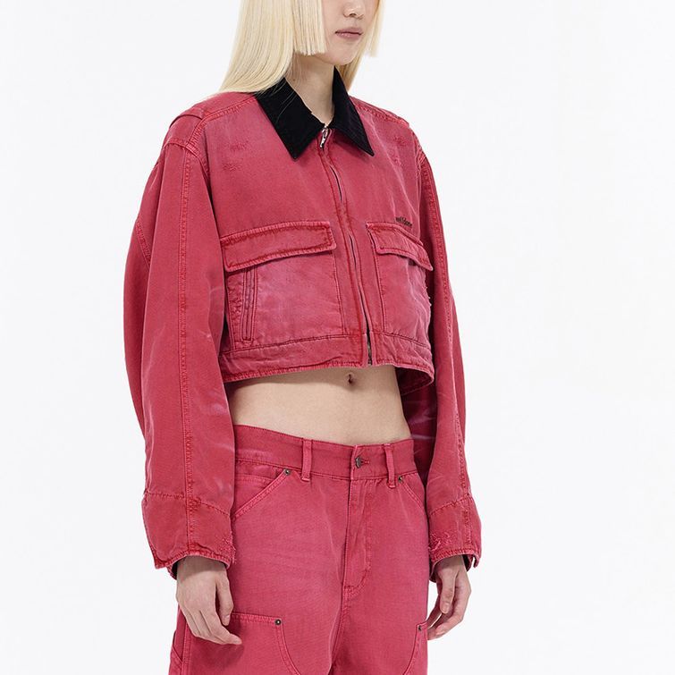 (Women) WE11DONE SS24 Pink Washed Logo Denim Jacket  Short Zip-Up Colorblock Design WD-DJ0-24-309-W-PK 圖 6